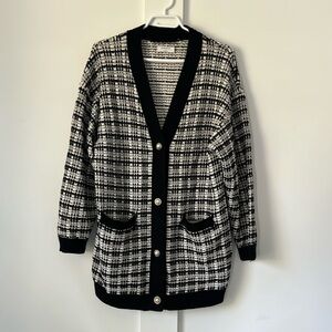 ARITZIA Babylon Wool Tweed & Pearl Button Long Cardigan (size small)